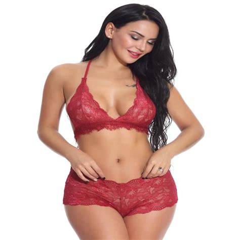 Dress Sexy Lingerie Set Free Size Red Halter Neck Lingerie Set M