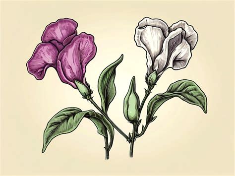 Premium Vector Vector Sweet Peas Flower And Leaf Hand Drawn Botanical