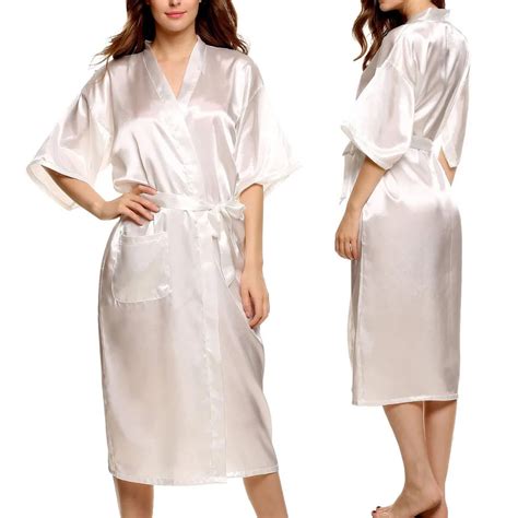 Brand Long Robe Emulation Silk Soft Home Bathrobe Plus Size S XXXL