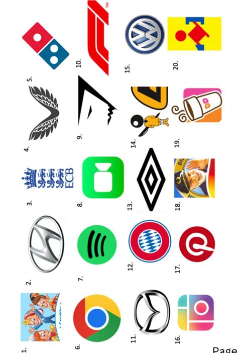 Printable Logo Quiz Pub Quiz Picture Round Logo Trivia Quiz General ...