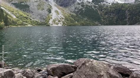 Morskie Oko Lake Snowy Mountain Hut In Polish Tatry Mountains Zakopane