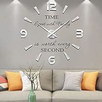 Moderne Mute DIY Frameless Grand 3D Horloge Murale Miroir En Métal