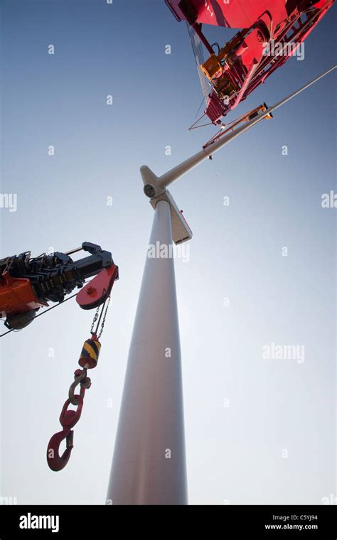 The Jack Up Barge Kraken Fitting A Turbine Blade To A Wind Turbine On