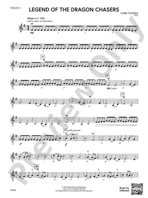 Legend Of The Dragon Chasers 2nd Violin 2nd Violin Part Digital Sheet Music Download