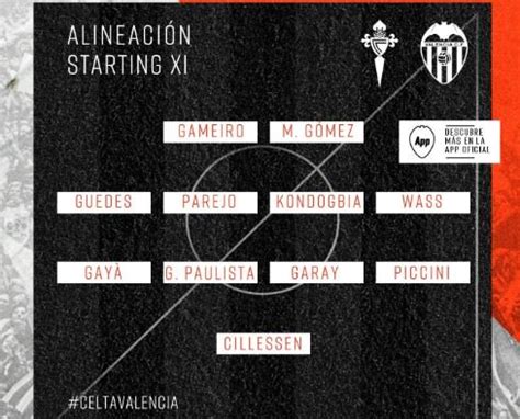 El Chiringuito Tv On Twitter Xi Del Valencia Sin Rodrigo Vs Celta