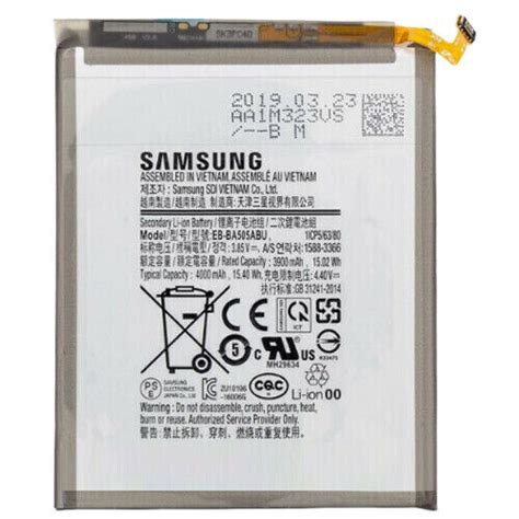 Samsung EB BA505ABU 4000 MAh Replacement Battery For Galaxy A50 A30 A20