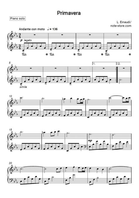 Ludovico Einaudi Primavera Sheet Music For Piano Download Pianosolo Sku Pso0010225 At Note