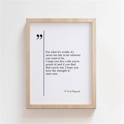 For What It S Worth F Scott Fitzgerald Quote Printable On Etsy