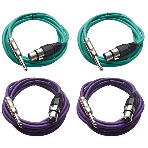 Seismic Audio SATRXL F10 2GREEN2PURPLE 1 4 TRS Male To XLR Reverb