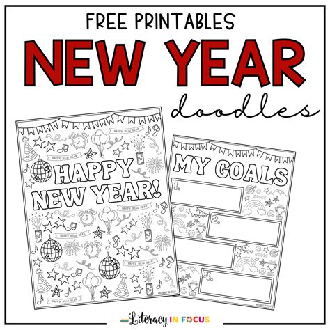 Free Goal Worksheet And Happy New Year Coloring Pages For Kids