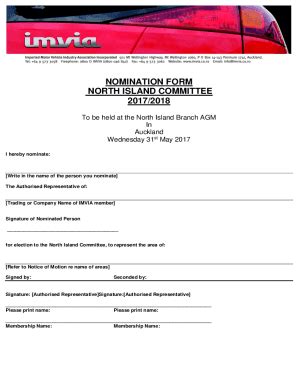 Fillable Online Nominations For National Executive Are Now Open Fax