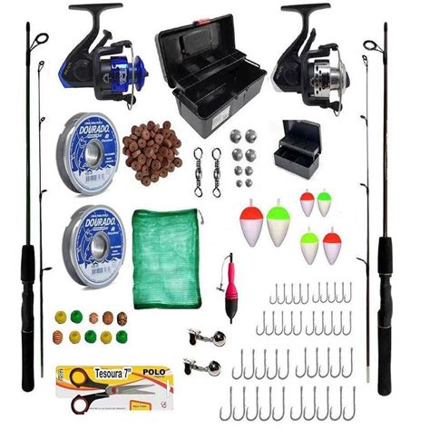 Kit Pesca Completo 2 Molinete 2 Vara 1 50M 10Kg Itens Summer