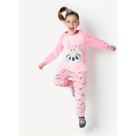 Pijama Manga Longa Menina Soft Coala Princess Puket Submarino