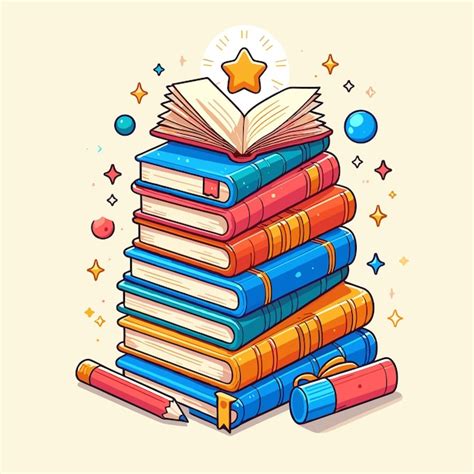 Pila de libros coloridos ilustración vectorial generada ai Vector Premium