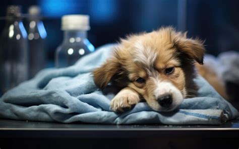 Cachorro Jovem Recebendo Terapia Intravenosa Ia Generativa Foto