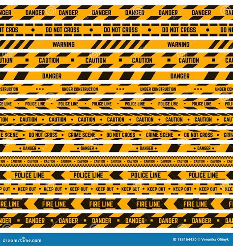 Caution Stripe Border Warning Yellow Black Tape Criminal Police Line