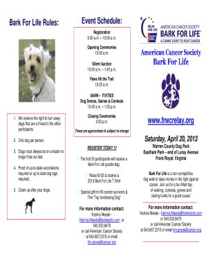 Fillable Online Relay Acsevents Bark For Life Rules Relay For Life