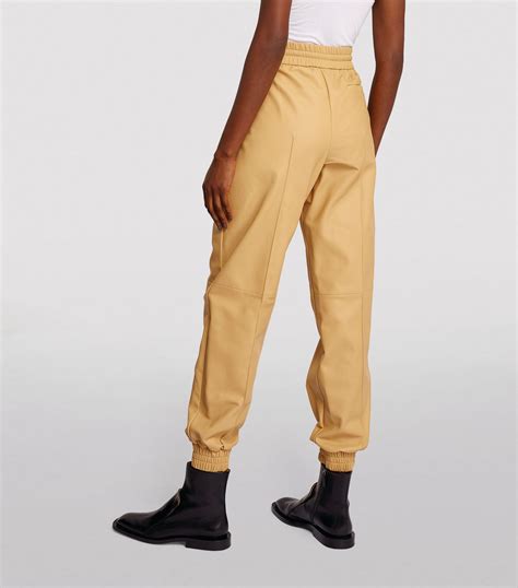 Jil Sander Brown Leather Sweatpants Harrods UK