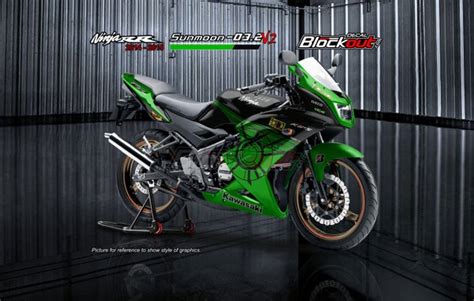 Jual Decal Ninja 150 RR New Sunmoon 03 2 V2 Warna Hijau Hitam Sticker