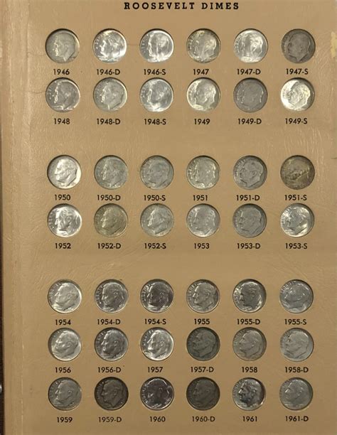 United States: 1946 - 2013 Roosevelt Dime Collection in Book - Complete ...