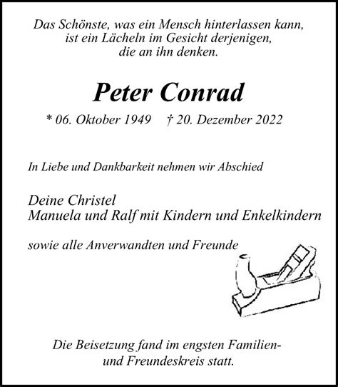 Traueranzeigen Von Peter Conrad Trauer In NRW De