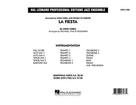 La Fiesta Conductor Score Full Score By Chick Corea Conductor