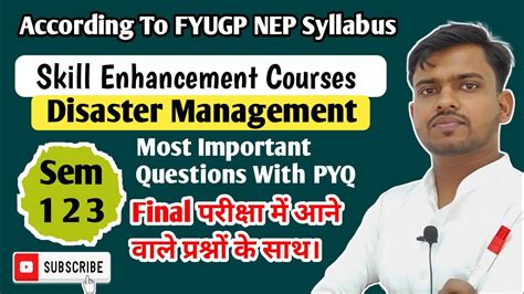 Most Important Questions Disaster Management आपदा प्रबंधन Fyugp Nep Vbu Youtube