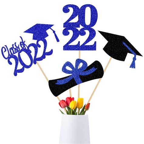 Buy Graduation Party Centerpieces For Tables 2022 Blue Glitter