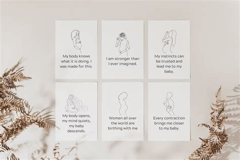 Minimalist Birthing Affirmation Cards Deck Of Printable Etsy