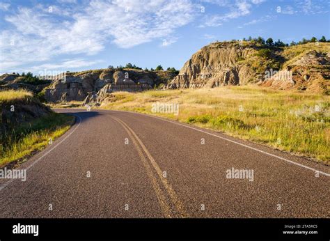 Paved Scenic Drive at Theodore Roosevelt National Park in North Dakota ...