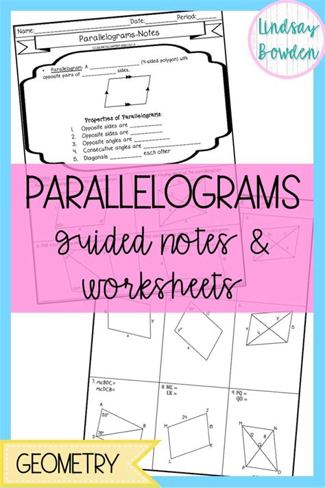 Parallelograms Guided Notes And Worksheets High School Geometry Notes