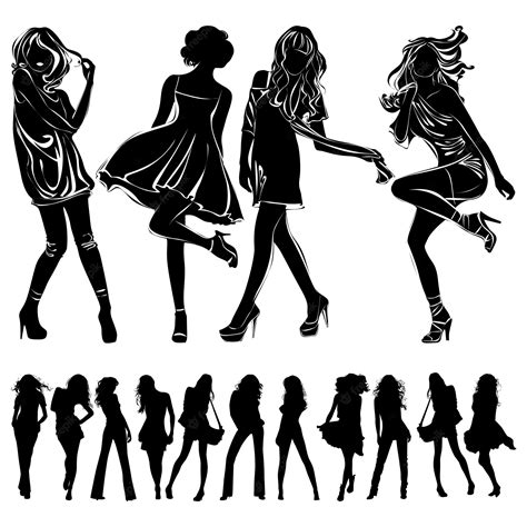 Premium Vector Silhouettes Of Women On A White Background