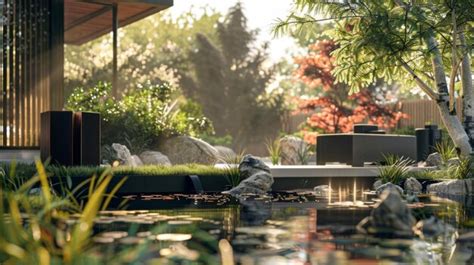 Premium Photo Pond In A Garden With Rocks And Plants