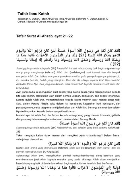 Tafsir Surat Al Ahzab Ayat 21 22 Pdf 54 Off