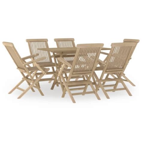 Vidaxl Piece Patio Dining Set Gray Solid Wood Teak X X