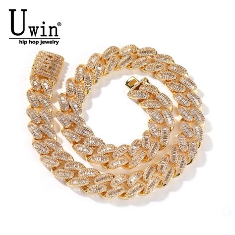 Costumized Necklace Uwin Mm Custom Letter Baguette Cuabn Chain Diy