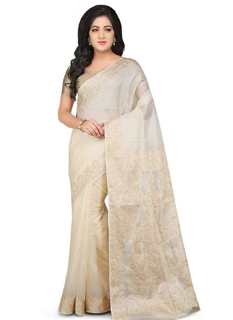 Buy Off White Pure Silk Woven Saree Festive Sari Online Shopping