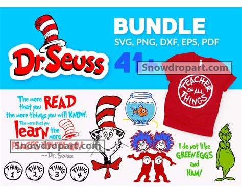 41 Dr Seuss Svg Bundle Thing 1 Svg The Cat In The Hat Svg