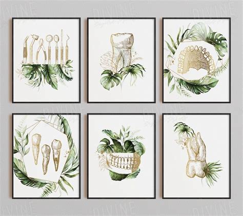 Dental Wall Decor Dentist Clinic Art Orthodontics Surgeon Office Boho Anatomy Teeth Posters