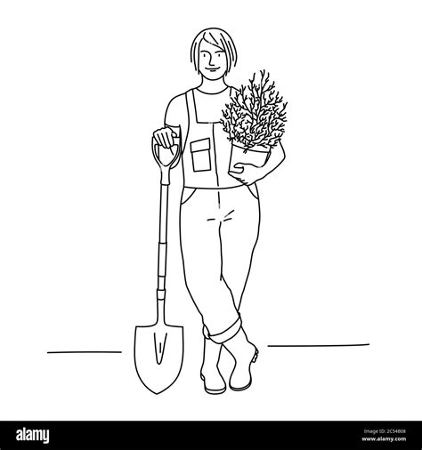 Dibujos animados de plantas Imágenes de stock en blanco y negro