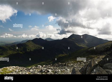 The Peaks Of The Mount Snowdon Range Of Mountains In North Wales Seen