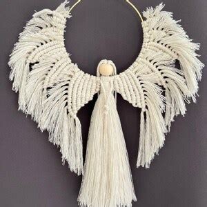 Macrame Ornament, Angel, Christmas Tree Decorations, White Boho Holiday Decor, Stocking Stuffer ...