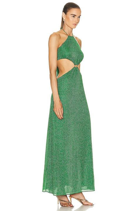 Oseree Lumi Re O Gem Cut Out Dress In Emerald Green Fwrd