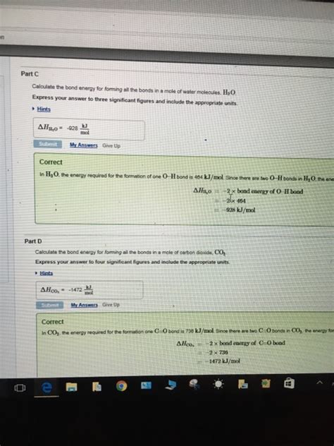 Solved Reaction Part A Calculate The Bond Energy For Chegg