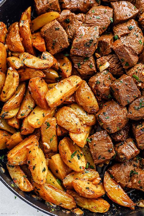 Garlic Butter Steak Bites And Potatoes Recipe Steak And Potatoes