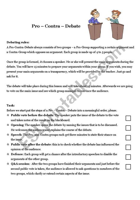 Rules for a debate - ESL worksheet by potiundzara