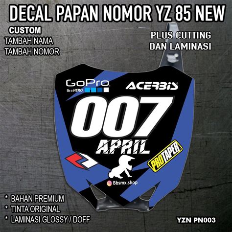 Jual DECAL PAPAN NOMOR YZ 85 NEW GLOSY PREMIUM CUSTOM Sticker