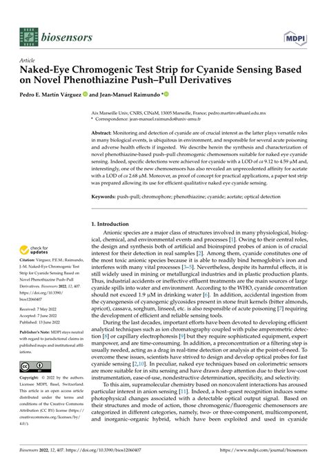 Pdf Naked Eye Chromogenic Test Strip For Cyanide Sensing Based On