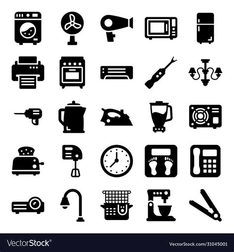 Electronic Devices Glyph Icons Pack Royalty Free Vector