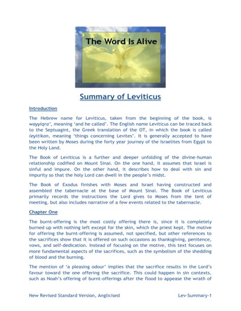 Summary of Leviticus